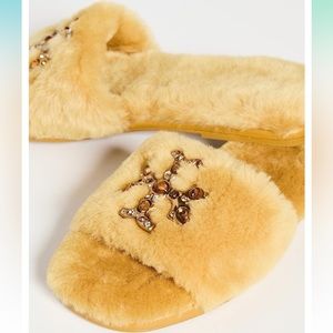 Tory Burch jeweled shearling slides